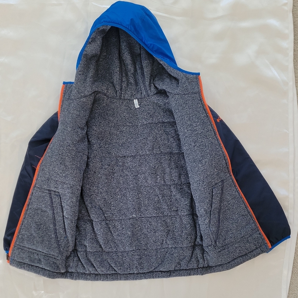 Columbia Blue Hooded Jacket with Orange Zipper Reversible - Picture 2 of 8